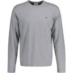 Pánske Tričká s dlhým rukávom Gant Shield sivej farby z tričkoviny s okrúhlym výstrihom s dlhými rukávmi 
