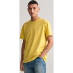 Pánske Tričká s krátkym rukávom Gant Shield žltej farby z tričkoviny vo veľkosti XS s okrúhlym výstrihom 