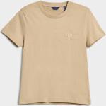 Dámske Tričká s krátkym rukávom Gant Shield hnedej farby z bavlny vo veľkosti XXL s okrúhlym výstrihom 