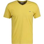Pánske Tričká s krátkym rukávom Gant Shield žltej farby z tričkoviny s krátkymi rukávmi 