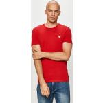 Pánske Polo tričká Guess červenej farby s jednofarebným vzorom z bavlny vo veľkosti XL v zľave 