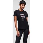 Dámske Designer Tričká s krátkym rukávom Karl Lagerfeld BIO čiernej farby v ležérnom štýle s kamienkami udržateľná móda 