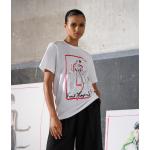 Nová kolekcia: Dámske Designer Tričká s krátkym rukávom Karl Lagerfeld BIO bielej farby s vyšívaným vzorom z bavlny vo veľkosti XS s okrúhlym výstrihom udržateľná móda 