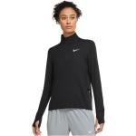 Dámske Mikiny na zips Nike Dri-Fit čiernej farby z polyesteru s dlhými rukávmi 
