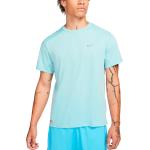 Pánske Tričká s krátkym rukávom Nike Dri-Fit modrej farby v zľave 