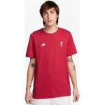 Pánske Tričká s krátkym rukávom Nike Essentials červenej farby z bavlny s okrúhlym výstrihom s motívom FC Liverpool 