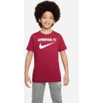 Detské tričká s krátkym rukávom Nike Swoosh červenej farby zo syntetiky do 8 rokov s okrúhlym výstrihom s motívom FC Liverpool 