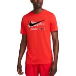 Pánske Bežecké tričká Nike červenej farby 