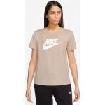 Dámske Tričká s krátkym rukávom Nike Essentials béžovej farby v športovom štýle z bavlny s okrúhlym výstrihom s krátkymi rukávmi 