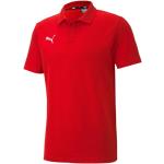 Pánske Polo tričká Puma teamGOAL červenej farby s vyšívaným vzorom z bavlny na gombíky 