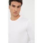 Pánske Tričká s dlhým rukávom Emporio Armani bielej farby s jednofarebným vzorom z bavlny s dlhými rukávmi udržateľná móda 