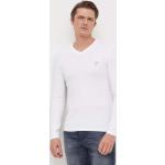 Pánske Tričká s dlhým rukávom Guess BIO bielej farby z bavlny vo veľkosti XXL s dlhými rukávmi udržateľná móda 