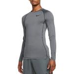 Pánske Tričká s dlhým rukávom Nike Pro sivej farby s dlhými rukávmi v zľave 