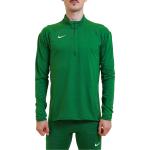 Pánske Tričká s dlhým rukávom Nike zelenej farby s dlhými rukávmi na zips v zľave 