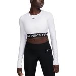 Pánske Tričká s dlhým rukávom Nike Pro bielej farby s dlhými rukávmi 