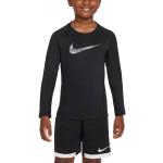 Detské tričká s dlhým rukávom Nike Pro čiernej farby s dlhými rukávmi v zľave 