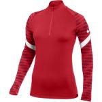 Tričká s dlhým rukávom Nike Strike červenej farby s dlhými rukávmi na zips v zľave 