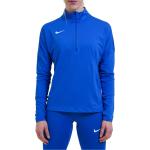 Pánske Tričká s dlhým rukávom Nike modrej farby s dlhými rukávmi na zips v zľave 