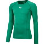 Pánske Termo tričká Puma Liga zelenej farby s dlhými rukávmi v zľave 