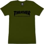 Dámske Skate tričká Thrasher olivovej farby v zľave 