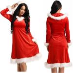 Dámske Dlhé šaty červenej farby v party štýle z kožušiny Onesize s dlhými rukávmi s dĺžkou: Maxi s motívom Halloween na Vianoce 
