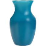 Vázy modrej farby v rustikálnom štýle s kvetinovým vzorom zo skla 