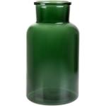 Vázy zelenej farby v rustikálnom štýle s kvetinovým vzorom zo skla 