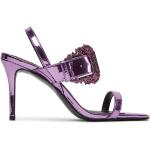 Dámske Kožené sandále Versace Jeans fialovej farby z koženky vo veľkosti 36 v zľave na leto 