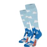 Dámske Vzorované ponožky svetlo modrej farby z bavlny vo veľkosti L 