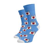 Dámske Vzorované ponožky modrej farby z bavlny 38 na Valentín 