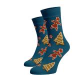 Dámske Vzorované ponožky tyrkysovej farby z bavlny vo veľkosti L na Vianoce 