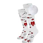 Dámske Vzorované ponožky bielej farby z bavlny vo veľkosti L 