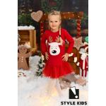 Dievčenské šaty s potlačou červenej farby z bavlny do 6 rokov 