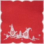 Obrusy červenej farby s vyšívaným vzorom z polyesteru s motívom: Vianoce v zľave 