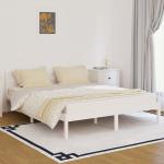 Dvojlôžkové postele vidaxl bielej farby v rustikálnom štýle z borovicového dreva 