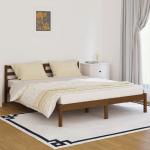 Dvojlôžkové postele vidaxl hnedej farby v rustikálnom štýle z borovicového dreva 