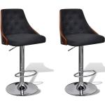 vidaXL Barové stoličky 2 ks, ohýbané drevo a látka