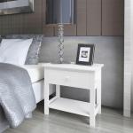 Nočné stolíky vidaxl bielej farby z dreva so zásuvkami 2 ks balenie 