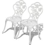 Záhradné stoličky vidaxl bielej farby s kvetinovým vzorom z liatiny 2 ks balenie 