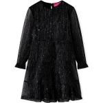 Dievčenské šaty vidaxl čiernej farby v trblietavom štýle do 24 mesiacov s okrúhlym výstrihom s dlhými rukávmi s flitrami 
