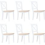 Jedálenské stoličky vidaxl bielej farby v elegantnom štýle z masívu 6 ks balenie lakovaný povrch 