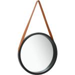 Okrúhle zrkadlá vidaxl čiernej farby v elegantnom štýle z dreva s priemerom 50 cm 
