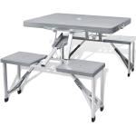 vidaXL Šedý skladací kempingový set - stôl so 4 stoličkami, extra ľahký