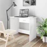 Písacie a pracovné stolíky vidaxl bielej farby v elegantnom štýle z dreva s úložným priestorom 
