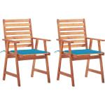 Jedálenské stoličky vidaxl modrej farby v rustikálnom štýle s tropickým vzorom z dreva 2 ks balenie 