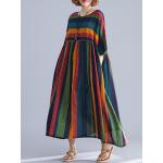 Dámske Denné šaty viacfarebné v ležérnom štýle s pruhovaným vzorom z bavlny 