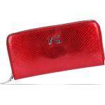 Dámske Kožené peňaženky červenej farby na zips v zľave 