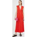 Dámske Designer Dlhé šaty BY MALENE BIRGER červenej farby z viskózy vo veľkosti M s dĺžkou: Maxi 