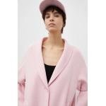 Dámske Zimné kabáty American Vintage ružovej farby vo vintage štýle z polyesteru 