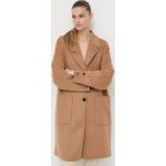 Dámske Designer Zimné kabáty HUGO BOSS BOSS béžovej farby Oversize v zľave 